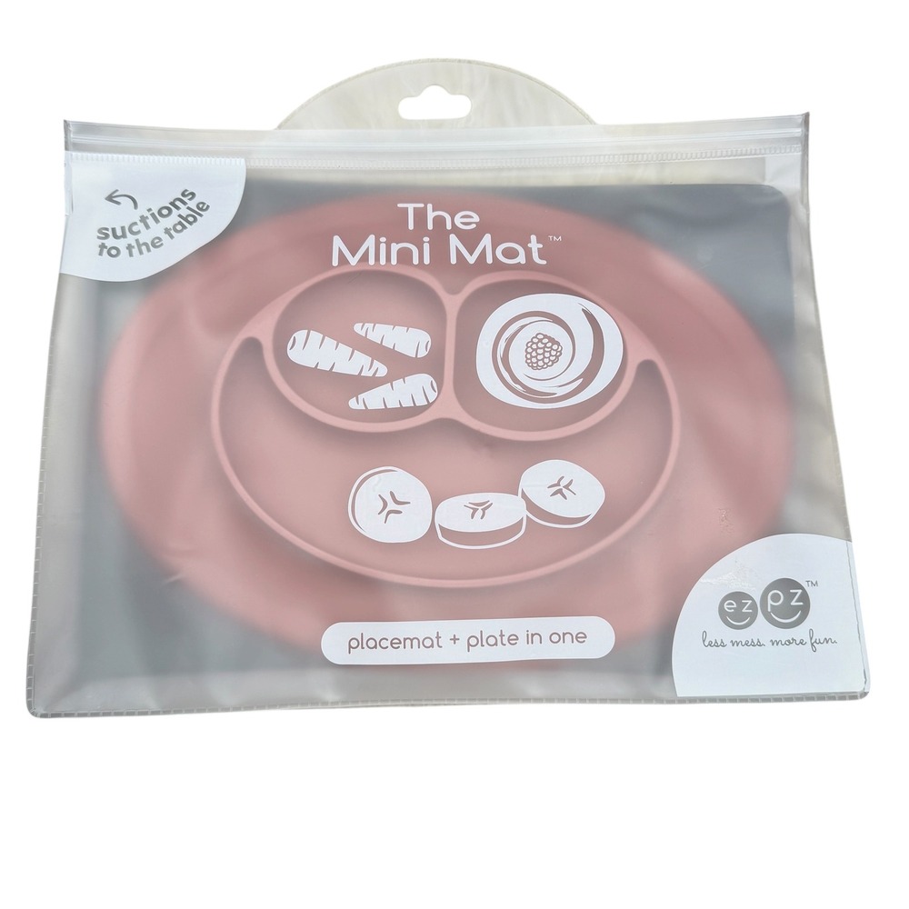 ezpz The Mini Mat Silicone Suction Placemat Plate Blush Pink Baby Toddler Food